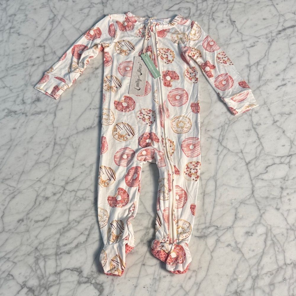 NWT Emily and Oliver Bamboo Sleeper Donut Print Sz 6-9 Mo